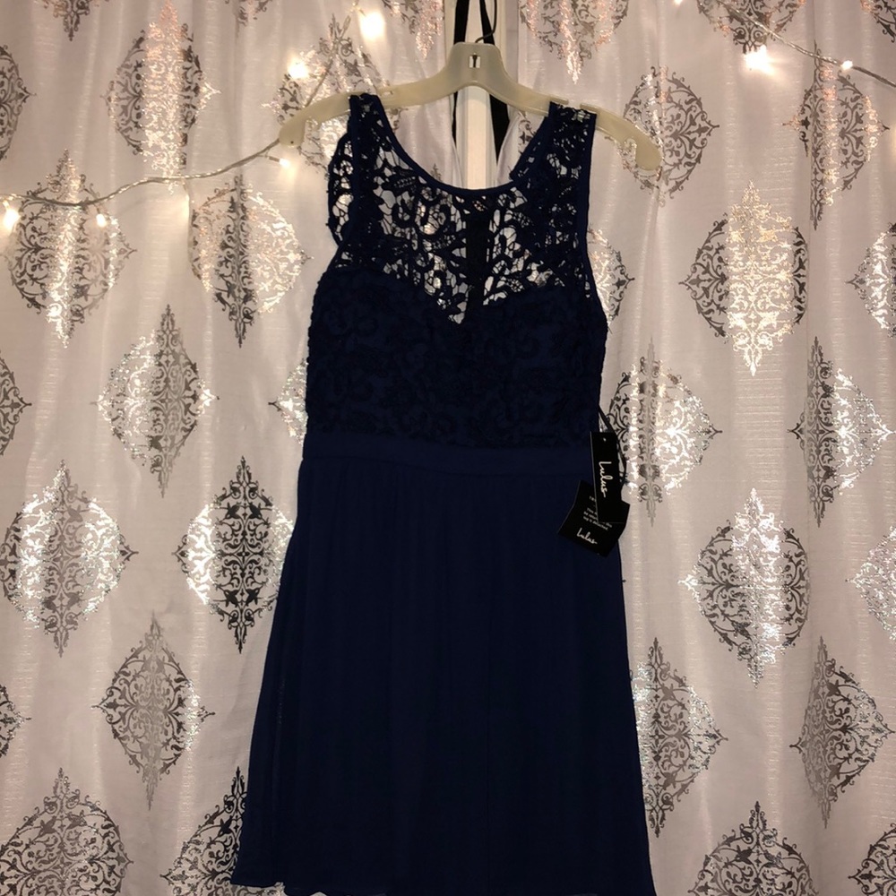 Navy Blue Lace Top Dress